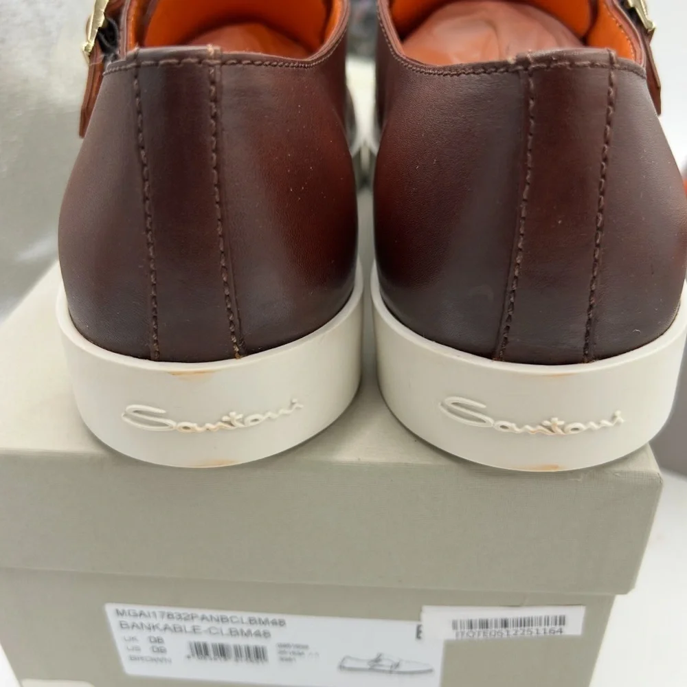 Men’s Santoni bankable double monk strap shoes size 9 US made in Italy